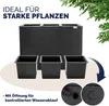 A black rattan-style planter box with three removable inner pots, shown with text highlighting its features and benefits. Voir les images du produit