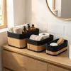 Set mit 3 Bambuskörben mit Stoffeinlage, 30 x 20 x 13 cm Produktbild-Vorschau 2