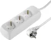 A white power strip with three outlets and a white plug and cord, shown against a white background. Produktbild-Vorschau
