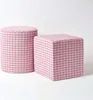 HOMESCAPES Vichy-Karo Pouf rosa-weiß – Sitzwürfel, 36x38 cm Produktbild-Vorschau 5