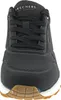 A close-up front view of a black Skechers sneaker. Voir les images du produit
