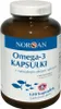 A bottle of Norsan Omega-3 fish oil capsules. Produktbild-Vorschau