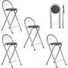 Barhocker Klappbar 4er Set Sitzhöhe 61 cm Schwarz Silber Produktbild-Vorschau 1
