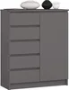 Akord Cassettiera 1 Anta 5 Cassetti Grafite Lucido 80X35X97 Anteprima dell’immagine prodotto 1