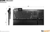 A diagram showing the dimensions of a keyboard, with the keyboard itself also visible. Produktbild-Vorschau