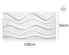 A white 3D wall panel with a wave pattern, shown with dimensions indicated. Anteprima dell’immagine prodotto