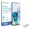 A product shot of a screen protector for a Samsung Galaxy S20 Plus, with packaging. Produktbild-Vorschau