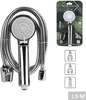 Product packaging for a shower head set, showing the product and its features. Produktbild-Vorschau