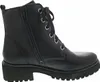 A black leather combat boot with laces and a side zipper, shown from the side against a white background. Anteprima dell’immagine prodotto