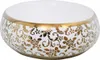A white ceramic basin with a gold floral pattern and a gold rim. Náhled obrázku produktu