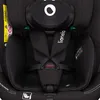 Close-up view of a black car seat's harness and headrest. Produktbild-Vorschau