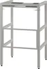 A white metal frame for a washing machine stand, shown against a white background. Produktbild-Vorschau