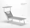 A gray aluminum beach chair with a sunshade and dimensions labeled. Anteprima dell’immagine prodotto