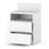A white modern nightstand with two drawers and an open shelf. Produktbild-Vorschau