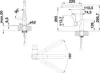 Technical drawing of a faucet with dimensions and angles. Produktbild-Vorschau