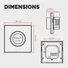 Diagrams showing the dimensions of a digital thermostat. Produktbild-Vorschau