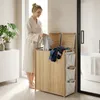 HOMCOM Wäschekorb mit Deckel 120L Wäschesammler aus Bambus Produktbild-Vorschau 8