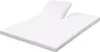 A white mattress topper with a split design, shown from a diagonal angle on a white background. Produktbild-Vorschau