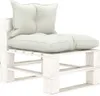 vidaXL Garten-Paletten-Mittelsofa mit Kissen in Beige Holz Produktbild-Vorschau 6