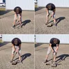 A collage of four images showing a man using a stone puller to remove paving stones. Produktbild-Vorschau