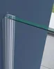 A close-up view of a shower cabin's corner profile and glass panel. Produktbild-Vorschau