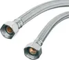 Two stainless steel braided hoses with hexagonal connectors. Produktbild-Vorschau