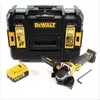 A DeWalt angle grinder kit with its storage case, battery, and an Allen wrench, laid out on a white background. Produktbild-Vorschau