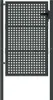 A dark gray metal garden gate with a square grid pattern, mounted on posts. The gate has a black handle on the right side. Produktbild-Vorschau