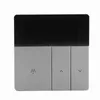 A smart thermostat with a black screen and three gray buttons. Produktbild-Vorschau