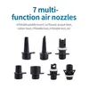 A collection of seven different air nozzles for inflatable items, displayed against a white background. Podgląd zdjęcia produktu