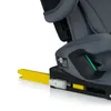 A close-up view of a car seat base with a yellow support bar and a white connector. Voir les images du produit