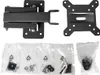 A product shot of a TV wall mount and its accessories, laid out on a white background. Podgląd zdjęcia produktu