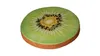 A close-up, studio shot of a kiwi slice-shaped cushion. Produktbild-Vorschau