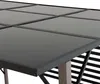A close-up view of the roof of a pergola or pavilion, showing the dark, segmented panels and the supporting frame. Produktbild-Vorschau