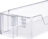 A close-up view of a clear plastic refrigerator shelf insert or drawer. Voir les images du produit