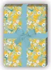 Vintage Sommer Geschenkpapier mit Retro Hawaii Blumen, gelb Produktbild-Vorschau 1