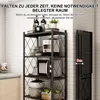 A black metal kitchen shelf unit with various kitchen items on it, placed against a white tiled wall. Produktbild-Vorschau