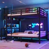 Stapelbed met bureau en LED-verlichting, stevig ijzeren Productafbeelding-voorbeeld 6