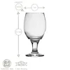 A single clear glass with measurement indicators for capacity and dimensions. Podgląd zdjęcia produktu