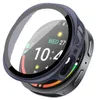 A dark blue protective case with a clear screen protector is shown on a smartwatch. Produktbild-Vorschau