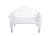 A white wooden bench with a lattice back, shown against a white background. Produktbild-Vorschau