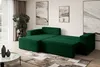 A modern living room with a green sectional sofa, a coffee table with vases, and artwork on the wall. Produktbild-Vorschau