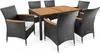 A patio dining set with a wooden table and six chairs. Náhľad obrázku produktu