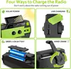 A collage of four images illustrating different ways to charge a radio. Produktbild-Vorschau
