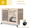PawHut Cage à lapin clapier sur roulettes petit enclos Voir les images du produit 6