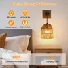 1x lampada da parete in rattan da interno senza fili boho Anteprima dell’immagine prodotto 3