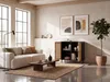 FineBuy Credenza 80x86,5x40 cm Cassettiera nera con vimini Anteprima dell’immagine prodotto 2