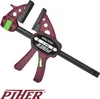 A maroon and black Piher quick clamp is shown against a white background. Náhled obrázku produktu