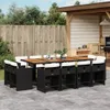 13-tlg. Garten-Essgruppe mit Kissen Schwarz Poly Rattan Produktbild-Vorschau 2