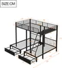 A diagram of a black metal bunk bed with dimensions indicated by numbers and arrows. Anteprima dell’immagine prodotto